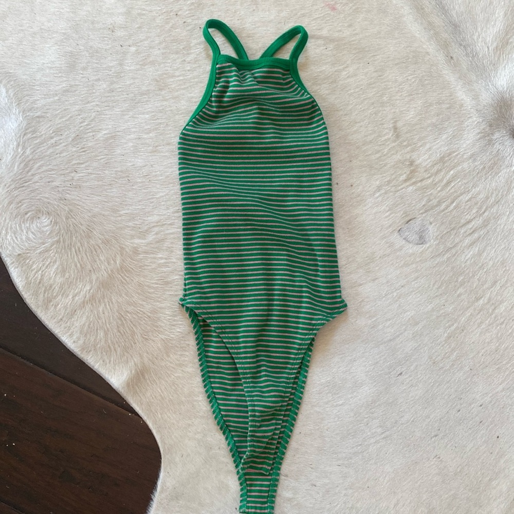 Zara size s, green & pink bodysuit